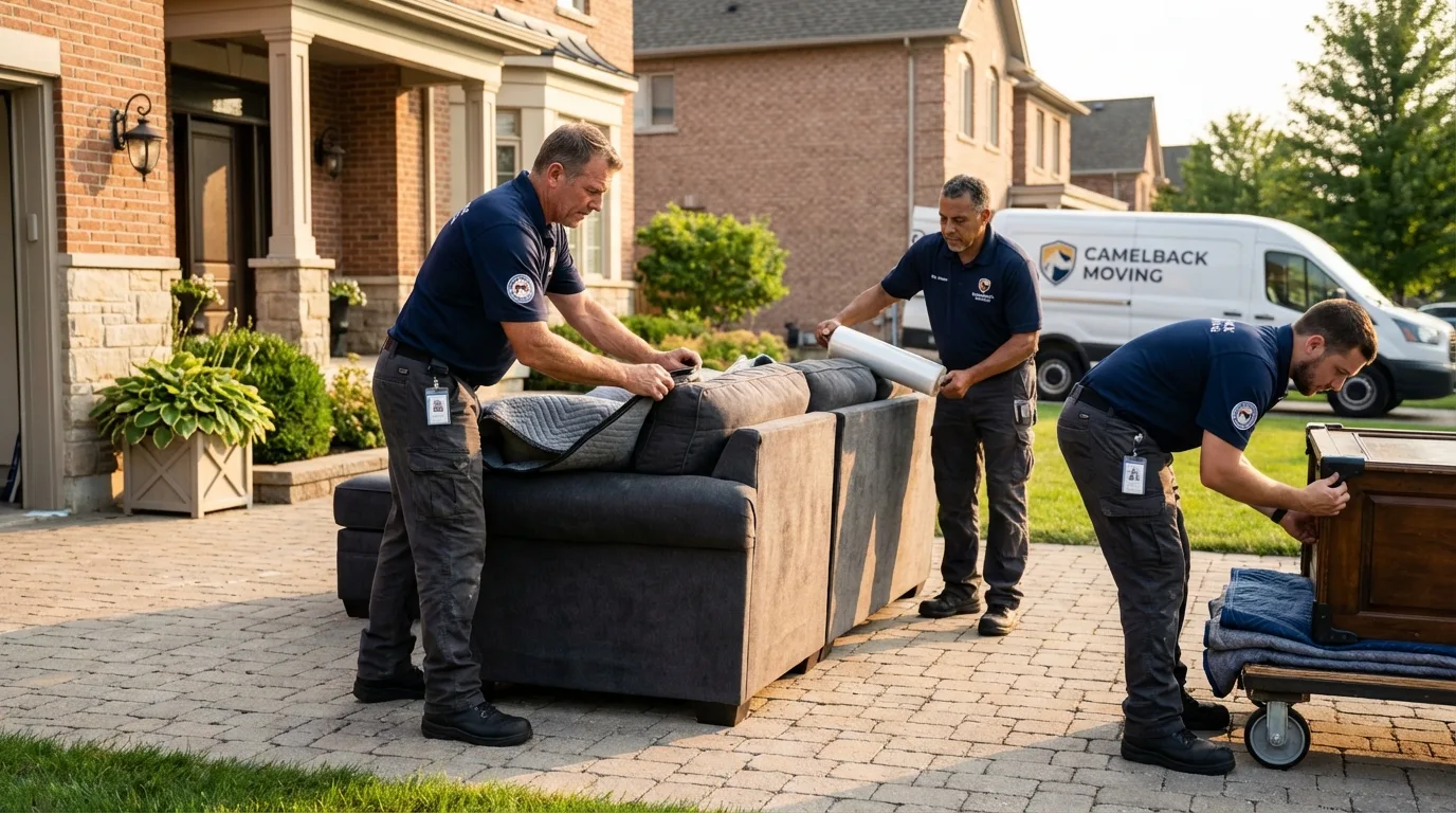 Large estate moving crew wrapping furniture in Sheridan, AR
