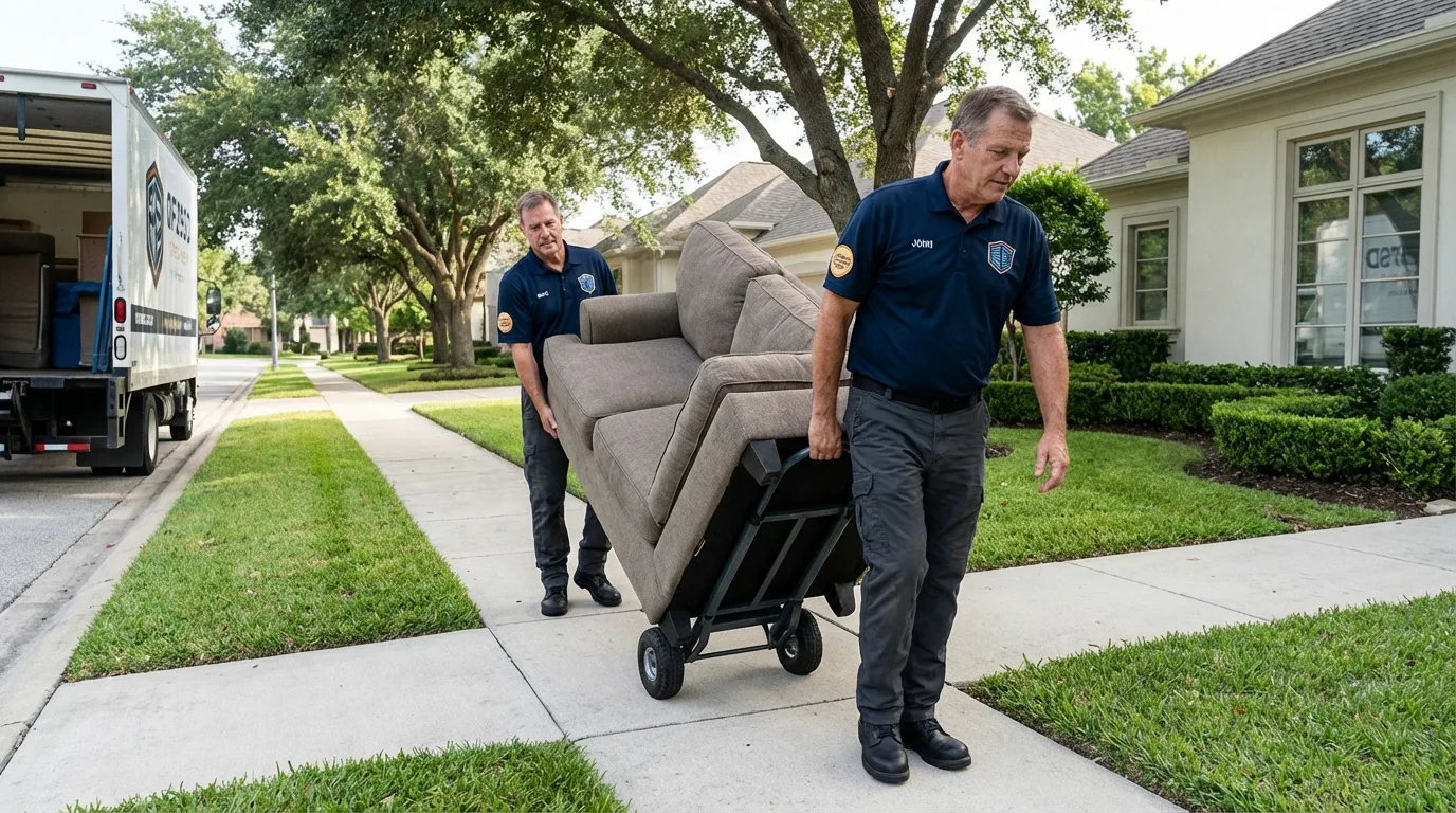 Local residential moving crew loading furniture in Sheridan, AR